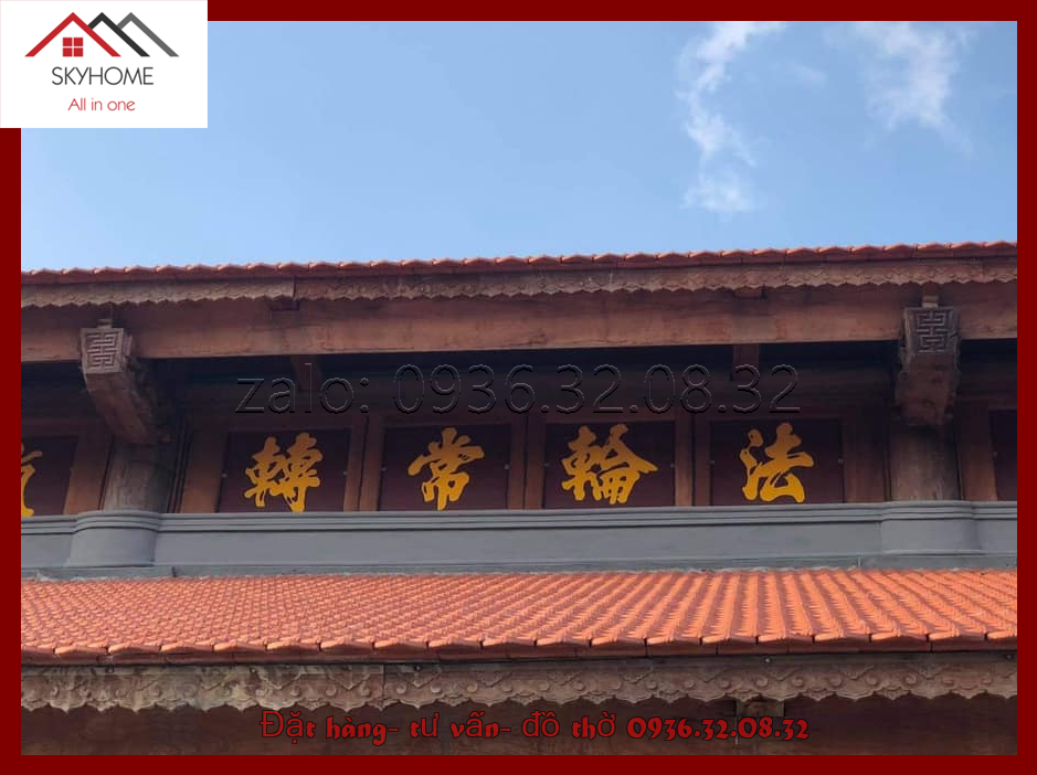 Hoành phi gỗ phòng thờ chữ Pháp luân thường chuyển